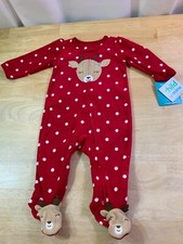 New Baby Girl  s Carters 1 Piece Footed PJ  s Winter Theme-Baby Deer onFeet/Front 