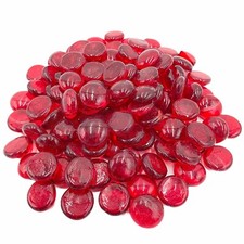 RED Decorative Glass Pebbles Gems Flat Nuggets Weddings and Events 17-20mm