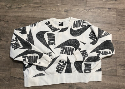 nsw crew fleece sweatshirt in black & white