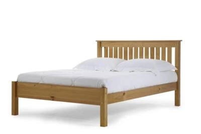 WOODEN PINE BED SLATTED HEADBOARD MANILA SINGLE DOUBLE KINGSIZE MATTRESS OPTION