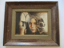 ARI HARPAZ PAINTING ISRAEL SURREALISM MODERNISM PORTRAIT 1970'S ORIGINAL NUDES