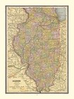 Historic State Map - Illinois - Cram 1888 - 23 x 30.57 - Vintage Wall Art