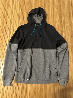 Saucony Mens XL Track Star Hoodie Black/grey 1/4 Zip Top Running