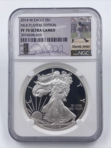 2014-W $1 American Silver Eagle NGC PF 70 Ultra Cameo MLB Edition Derek Jeter