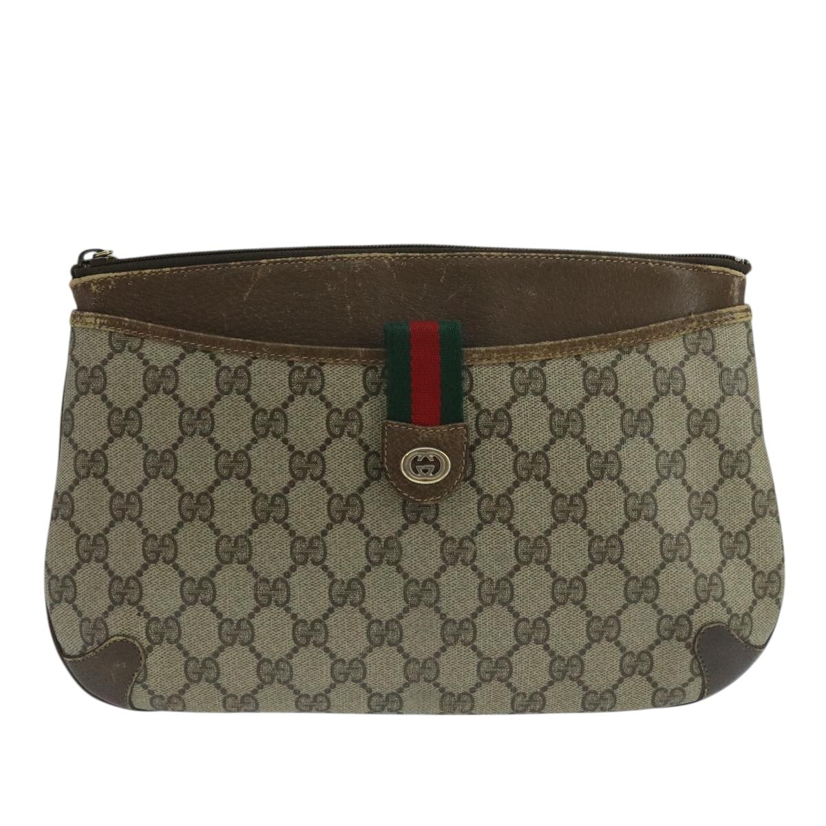 supremeステッカー2p gucci 柄　maximum strength Gucci #496346 GG Supreme Tiger Patch Zip Top Clutch/Pouch