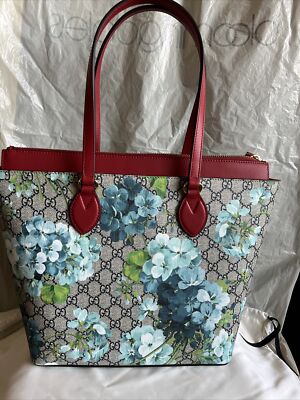 Authentic Gucci GG Supreme Monogram Blooms Zippered Tote | eBay