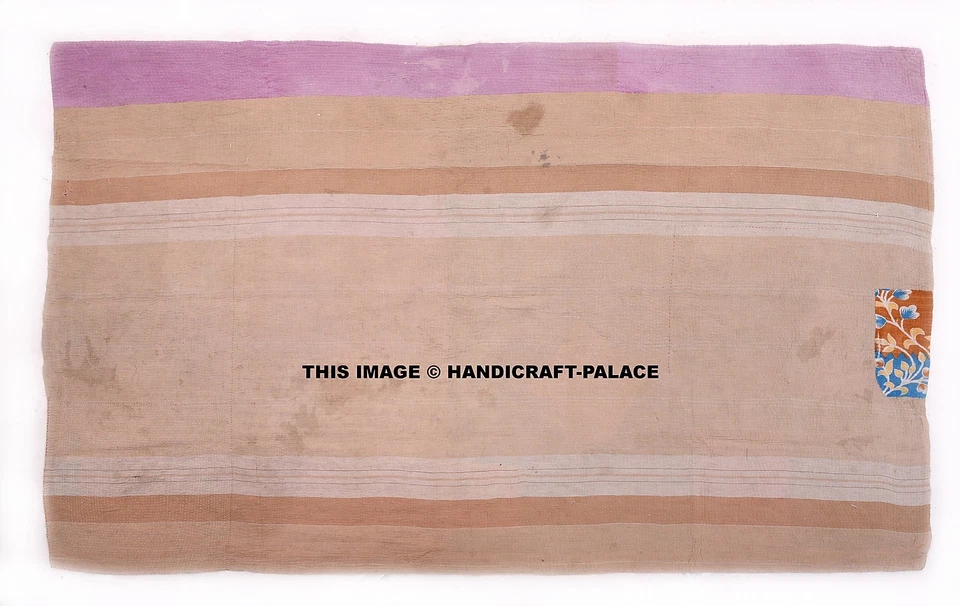 Colcha Vintage De Algodón Patchwork De Saree Antiguo Bordada Kantha Bohemia - Imagen 3 de 3