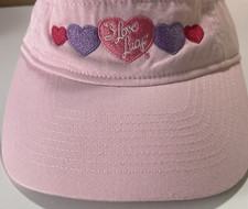 I Love Lucy Visor Hat Cap Pink Strap Back Womens Logo Hearts Ultra Club