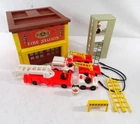 Vintage Fisher Price Fire House and Accessories 1979 # 928 preowned