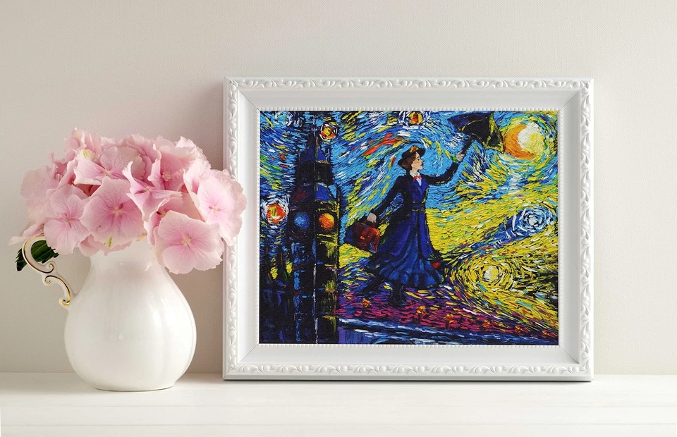 Carteles de noche estrellada Mary Poppins Vincent Van Gogh hogar lienzo arte de pared enfermera... Foto 2 de 4
