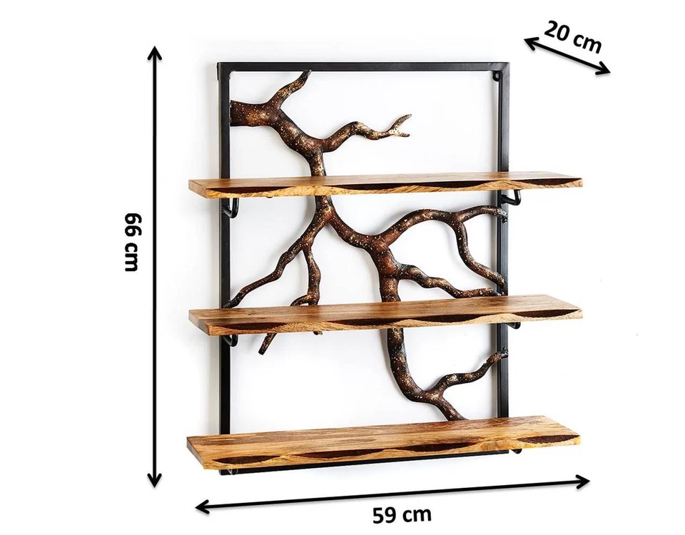 Wandregal Hängeregal Bücherregal Holzregal Schweberegal Wandboard 59x20x66cm - Bild 3 von 4
