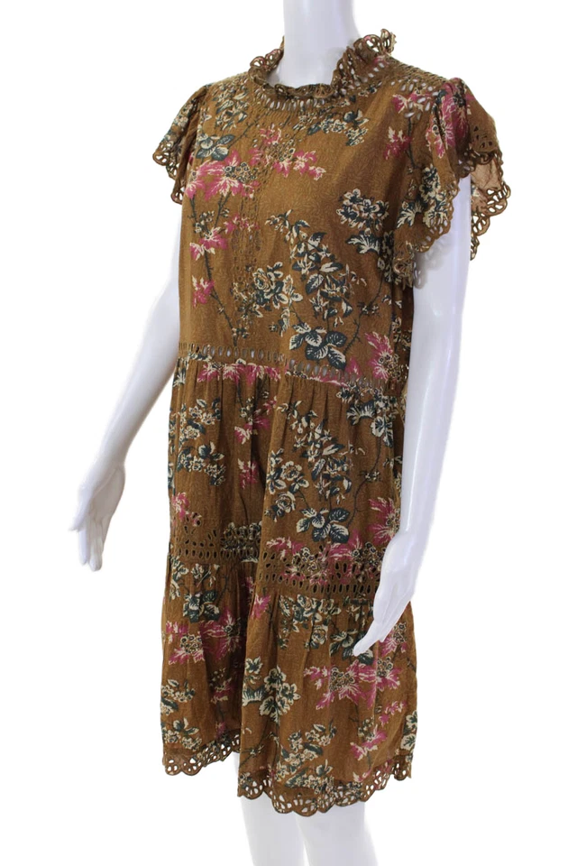 Море женщин Riuffle трепетать рукава отверстие ярусный мини-платье цветочный размер 12 - Изображение 2 из 4