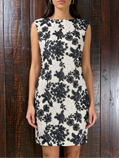 Ralph Lauren Embroidered Floral Black & Pearl Dress NWT 10