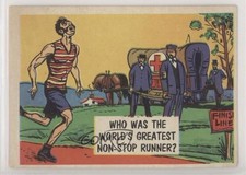 1957 Topps Isolation Booth Who was the world's greatest non-stop runner? #56 0s4