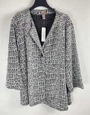 Chicos Easywear Jacket Single Button Crocodile Print Gray Travel Size 3 XL NWTs