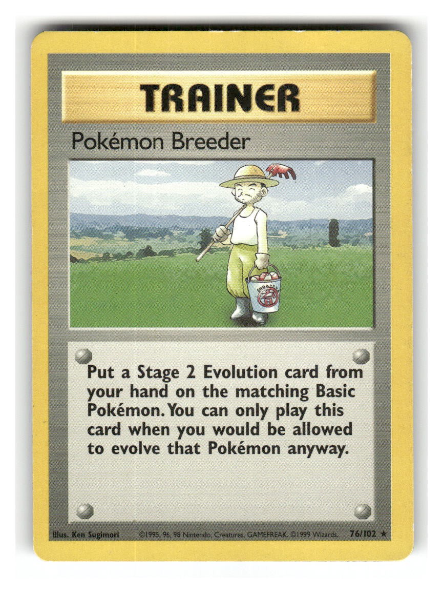 Pokemon Breeder 76/102 Rare Base Set Unlimited Pokemon Moderately Played
