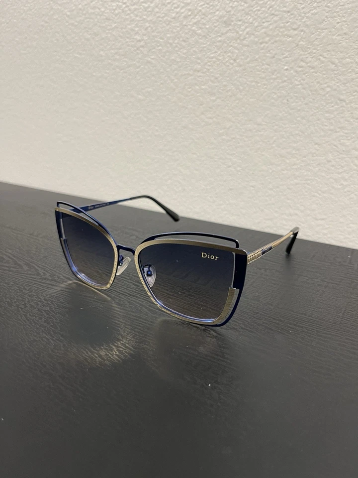 NEW Dior Blue and Gold Sunglasses Christian Dior Made In Italy - Image 2 of 4