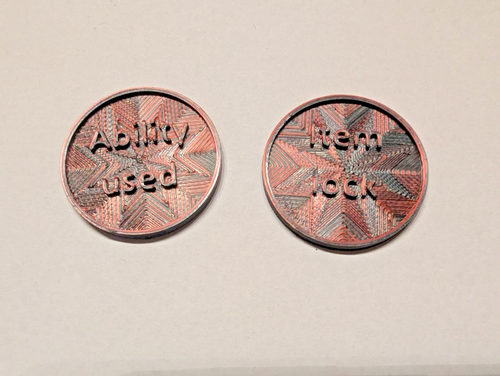Pokemon TCG 6x Ability Used 32mm Coin Marker Item Lock Fähigkeit genutzt Token - Bild 7 von 11
