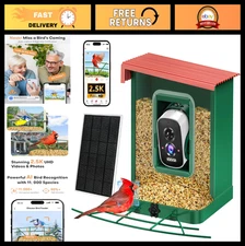 Smart Bird Feeder with Camera - Solar Powered, AI Bird ID, 2.5K HD Video, 2.1L C