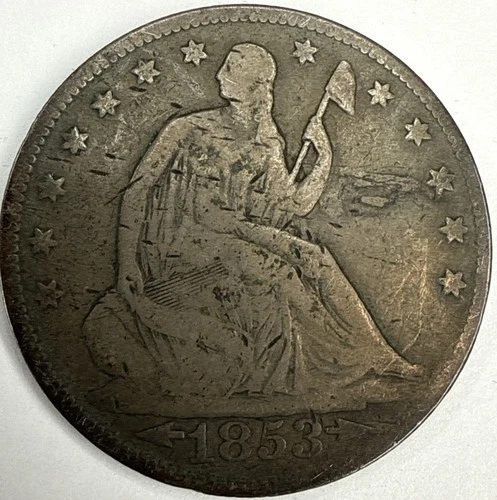 1853 Arrows and Rays Seated Liberty Half Dollar Exact Coin Imaged #SL269