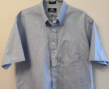 Stafford Blue Dress Shirt Men's 17.5 XL Short Sleeve Oxford Button Down Collar