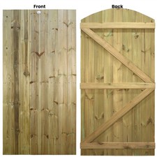 6ft T&G Semi-Braced Wooden Garden Gate Treated Arch/Flat Top Timber Door