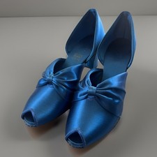 Vintage 50's Daniel Green Old Hollywood Bedroom Slippers Boudoir Satin Blue Heel