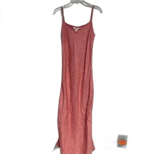 GARNET HILL WOMENS 100% LINEN RED SLIP MAXI DRESS 4