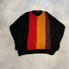 Vintage Abstract Knitted Jumper Patterned Grandad Knit Sweater Men's Xl