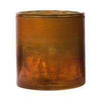 Inna-Glas Maxi Teelichtglas Rigoberto, Oben Gold, Orange-Braun, 10 Cm, Ø 10 Cm