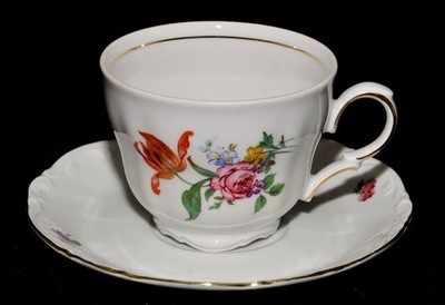 1 (von 6) Tasse + Untertasse Sammeltasse Mitterteich Bavaria  Blumenmotiv Blumen