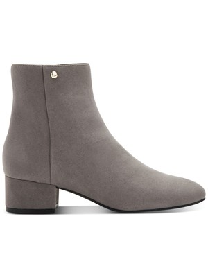 CHARTER CLUB Womens Gray Heatherr Almond Toe Block Heel Zip-Up Booties 6.5 M