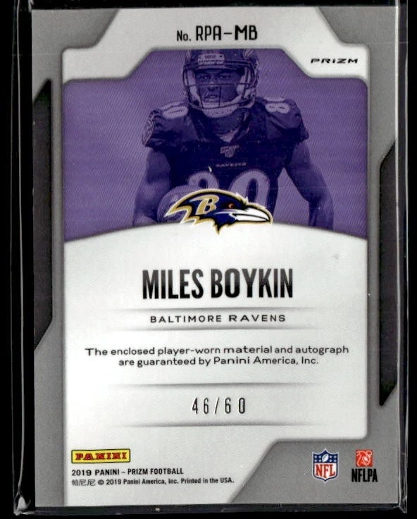 L28,105 - 2019 Panini Prizm Rookie Patch Auto Prizms #31 Miles Boykin /60 - Image 2 of 2