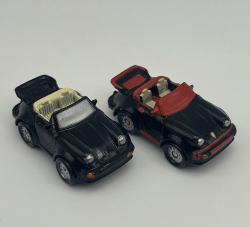 VTG Micro Machine 1987 Black & Red Porsche 911 Convertible Sports Car x2 - Picture 2 of 5