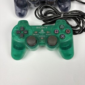 Sony PlayStation 2 PS2 DUALSHOCK 2 Controllers Emerald Green & Clear Smoke Gray 
