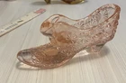 Fenton Glass Shoe Pink Slipper Cat Head Daisy & Button 6" x 3" Tall