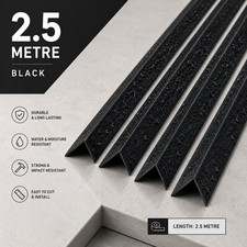 PVC Corner Angle Trim 2.5M 90° Black Edge Protector Equal & Unequal Sizes