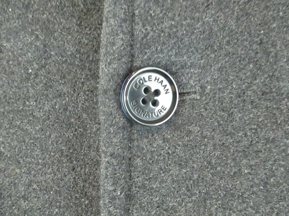 Cole Haan Signature Coat Mens Large Gray Wool Blend Quilted Liner Classic Button - Image 3 of 4