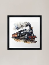 Nostalgia on rails, steam locomotiv Framed Wall Art Poster Canvas Print Picture