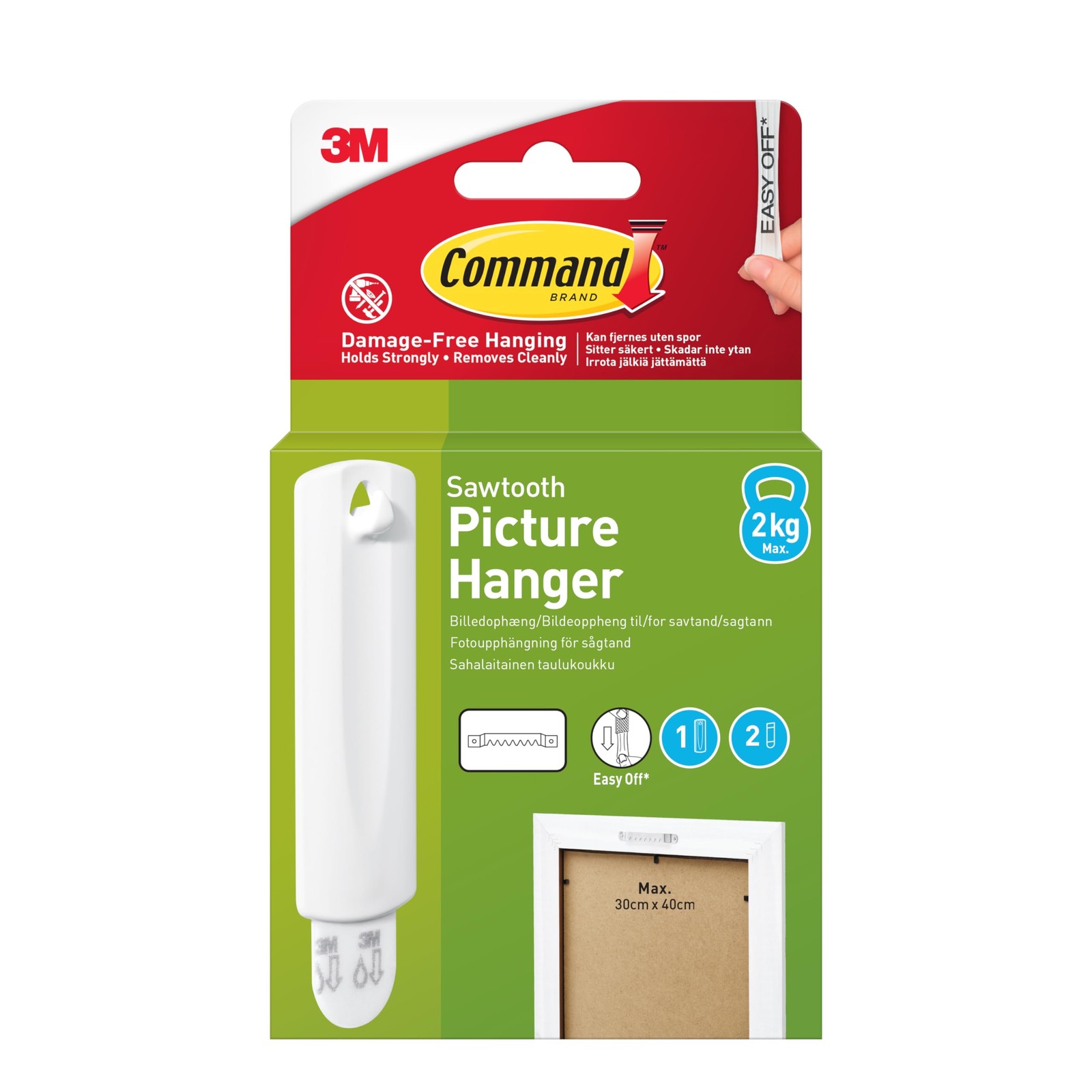 17040 Sawtooth Picture Hanger Kit with Adhesive Strips - Hanger Holds up to 1...