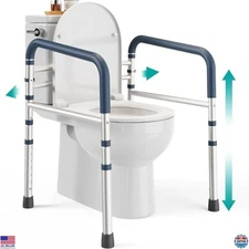 Adjustable Toilet Safety Rails for Seniors - Heavy-Duty 350 lb Capacity Handles