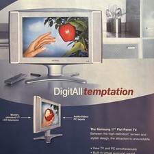 2002 Samsung TV Flat Panel PRINT AD DigitAll Temptation Red Apple Vintage 2000s