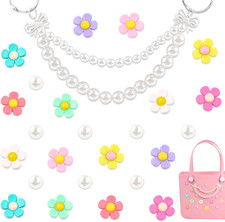 Charms for Bogg Bag, Pearls and Flowers for Bogg Bag Accessories Compatible with