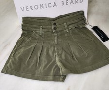 VERONICA BEARD Shorts Women sz 26/0 Green Denim JAYLEN Jean Pleated NWT