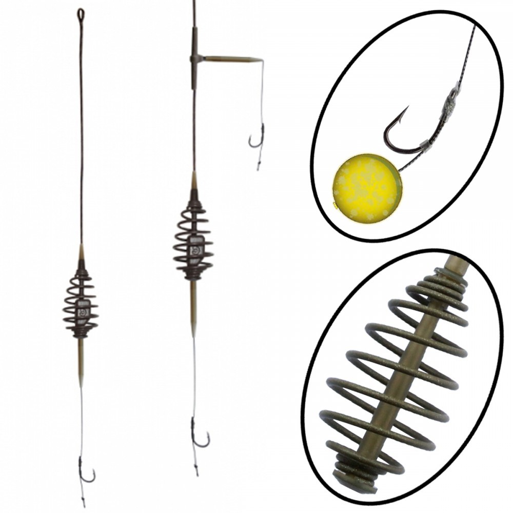 Method SPRING Feeder Karpfen Komplett Fertig Montagen Futterspirale Spirale Carp