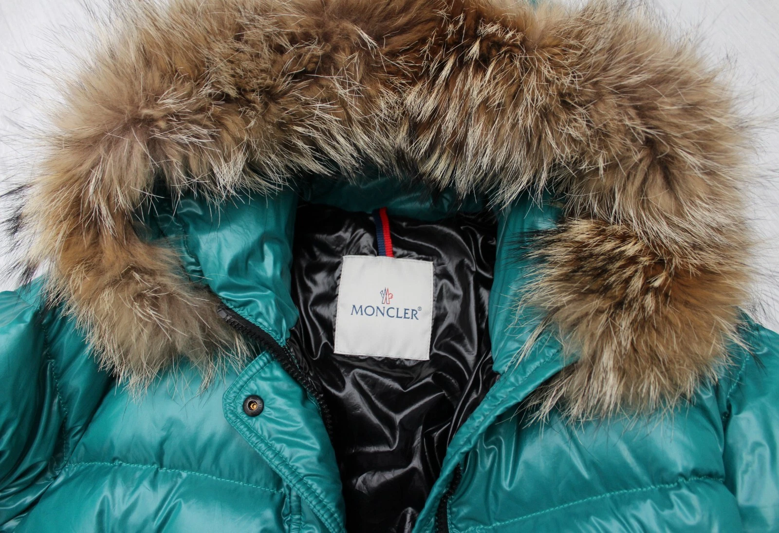 Giubbotto piumino trapuntato donna MONCLER Alpin con cappuccio bordo vera pelliccia RARO 1 ~S