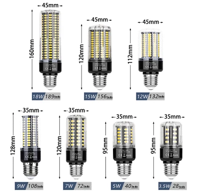 E27 E14 3.5W 5W 70W 9W 12W 15W 18W LED Corn Bulb 5736 Spot Light Lamp lighting - Image 1 of 4