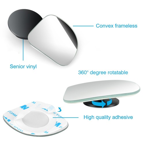 Auto Blind Spot Mirrors 2PCS - 360° Convex Wide Angle for Side & Rear View | USA - Picture 7 of 10