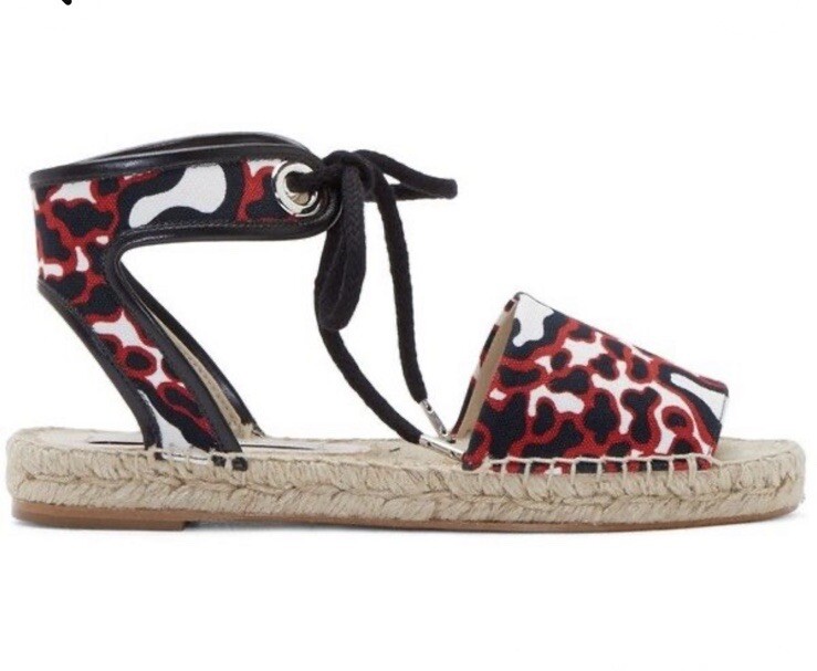 Stella McCartney Animal Print Ankle Tie Espadrille 40
