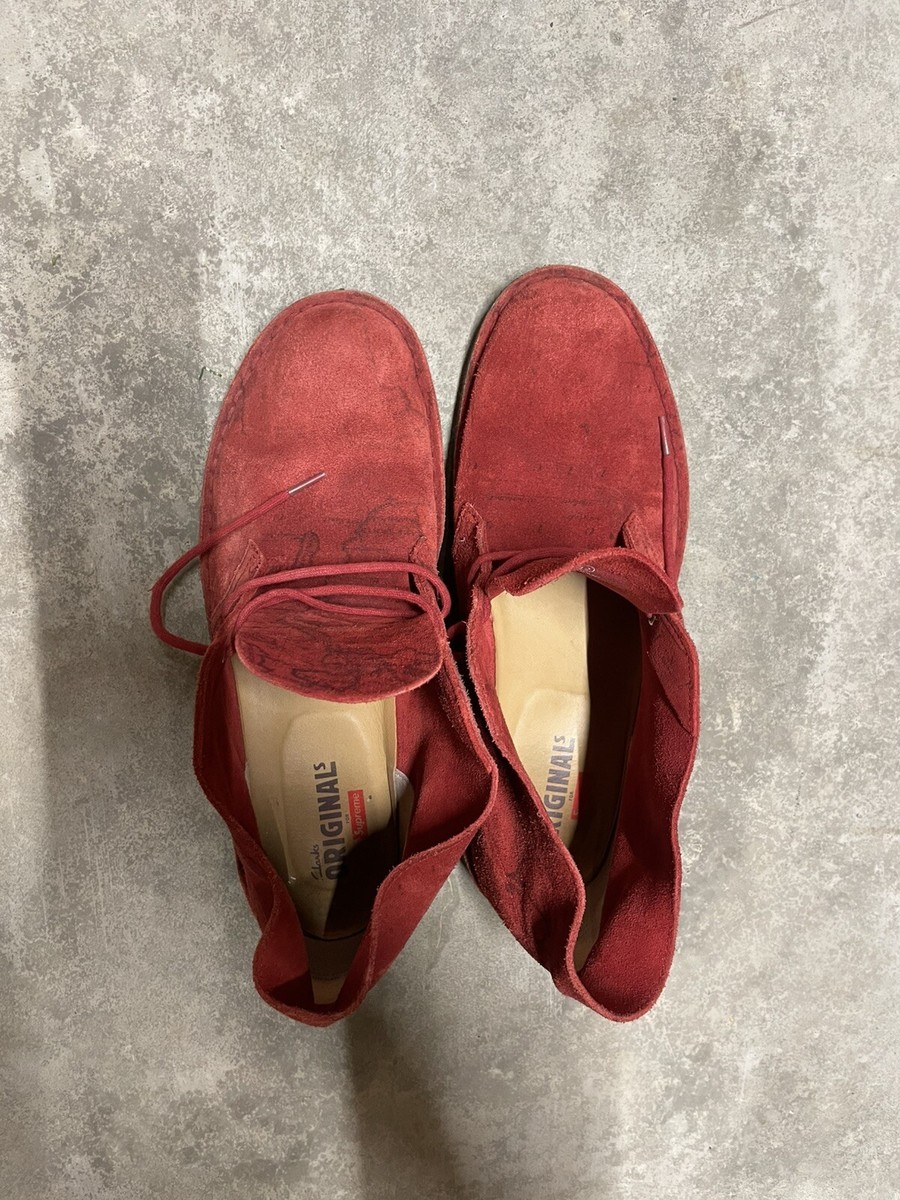 SS13 Supreme Clarks Desert Map RedSuede Boot Chukka Boots 65938